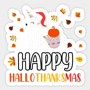 Happy Hallothanksmas / Cute Llama Happy Hallothanksmas Sticker